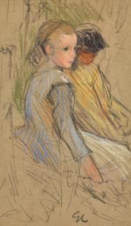 Sir George Clausen, R.A., R.W.S., R.I. - Study Of Two Girls