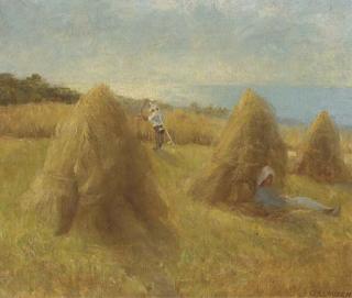 Sir George Clausen, R.A., R.W.S. - Haystacks