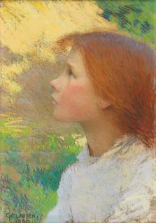 Sir George Clausen, R.A., R.W.S. - Head of a young girl (Rose Grimsdale)