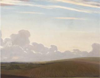 Sir George Clausen, R.A., R.W.S. - Landscape With Clouds