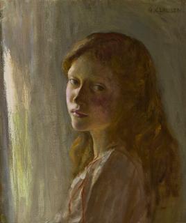 Sir George Clausen, R.A., R.W.S. - Portrait of a girl