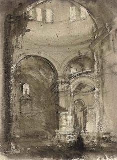 Sir George Clausen, R.A. - Inside the basilica of St Peter\'s, Rome