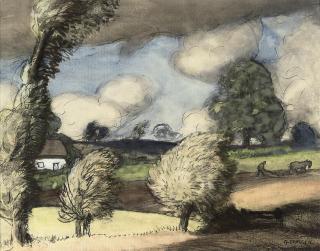 Sir George Clausen, R.A. - Ploughing on an Autumn day