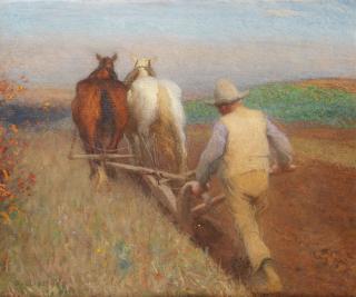 Sir George Clausen, RA, RWS - An Autumn Morning, Ploughing