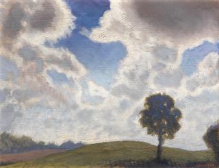 Sir George Clausen, RA, RWS - Landscape With Silhouetted Tree