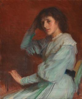 Sir George Clausen, RA, RWS - Portrait of a Young Woman, thought to represent Lily Pitman