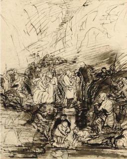 Sir George Harvey, P.R.S.A. - A study for \'The Covenant\'s Baptism\'