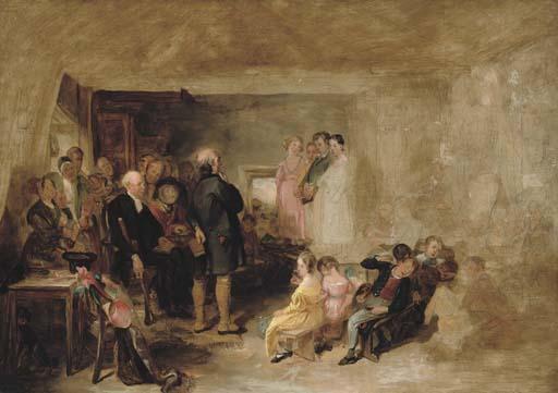 Sir George Harvey, P.R.S.A. - Sketch for \'Catechising in a Scottish School\'
