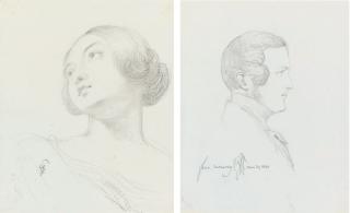 Sir George Hayter - Queen Victoria and Prince Albert; studies for \'The Marriage of Queen Victoria and Prince Albert in the Chapel Royal, St. James\' Palace, London, 10 February 1840\' (Royal Collection, London)