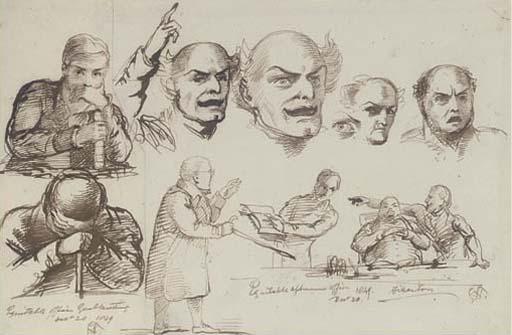 Sir George Hayter - Studies Made At The General Court of The Equitable Society On The 18Th And 20Th December, 1849 (One Illustrated)