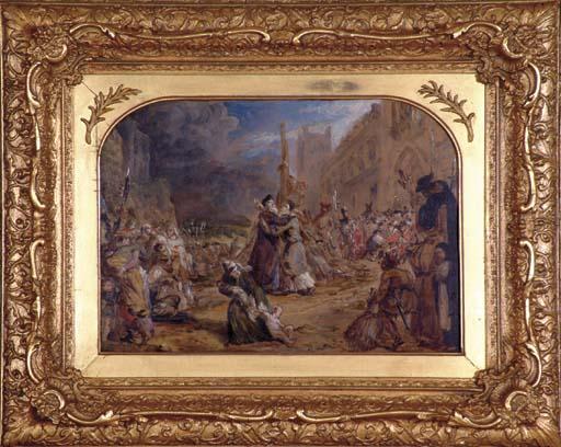 Sir George Hayter - The Last Embrace Of Bishops Ridley And Latimer At Oxford 1555. The True Heroes Of Our Liberty Religious And Civil 1854