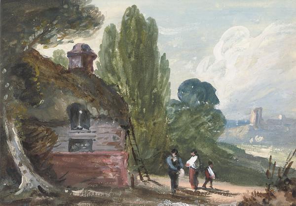Sir George Howland Beaumont - Figures by a barn in a landscape (illustrated); The point, Blackheath; and Near Bayswater