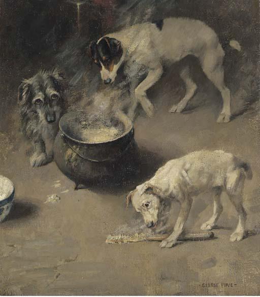 Sir George Pirie, P.R.S.A., H.R.A. - Three dogs at a cauldron