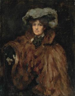 Sir Gerald Festus Kelly, P.R.A., R.H.A., H.R.S.A. - A black rose; Portrait of Rose Kelly, the artist\'s sister