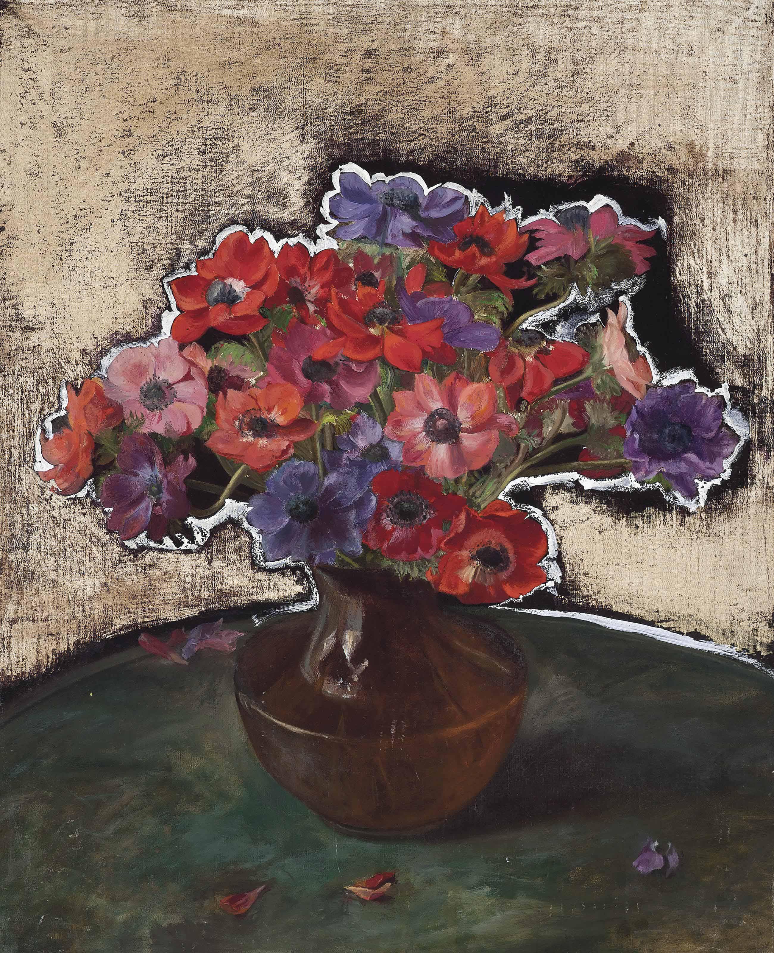 Sir Gerald Festus Kelly, P.R.A., R.H.A. - Anenomes (Illustrated); Sweet William; And Dahlia