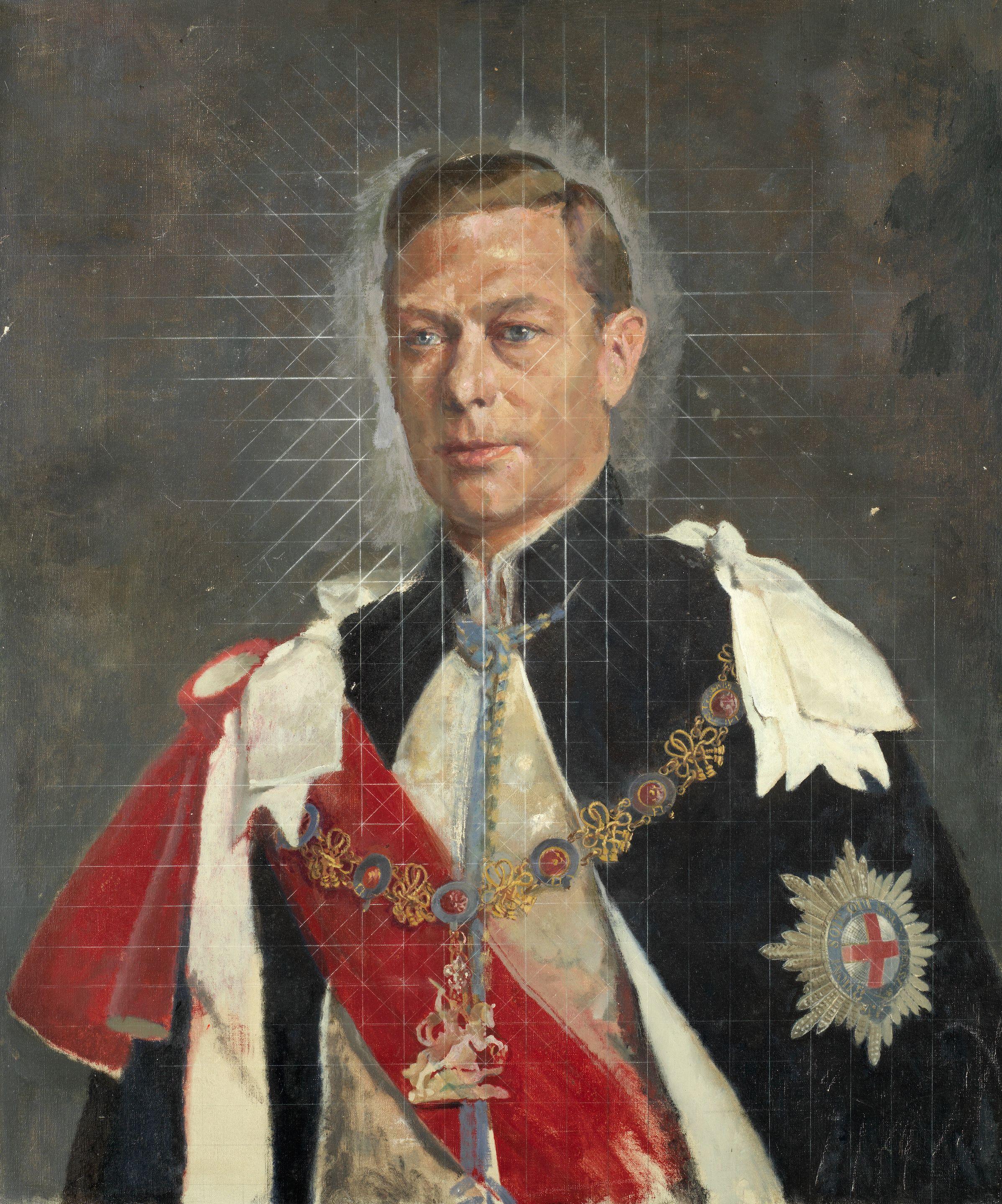 Sir Gerald Festus Kelly RA, KCVO, PRA - King George VI, bust length portrait study unframed