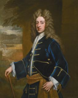 Sir Godfrey Kneller, Bt. - Portrait Of A Gentleman, With A Siege Beyond