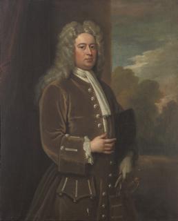Sir Godfrey Kneller - Portrait of Dudley North of Glemham (1684-1729), three-quarter-length, in a brown coat, a tricorn under his left arm