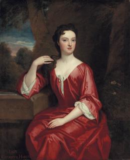 Sir Godfrey Kneller - Portrait Of Lady Elizabeth Harley, Marchioness Of Carmarthen, Three-Quarter-Length, In A Red Dress, Seated, A Landscape Beyond