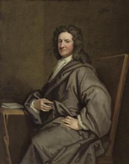 Sir Godfrey Kneller - Portrait Of Sir Nicholas Pelham (C.1650-1739), Seated, Three-Quarter-Length, In A Grey Robe, By A Draped Table With A Letter