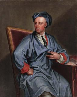 Sir Godfrey Kneller - Portrait of the Right Hon. James Craggs, seated three-quarter-length, in a blue robe and a blue hat, his left arm resting on a table