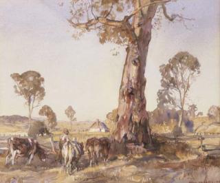 Sir Hans Heysen - At The Sliprails