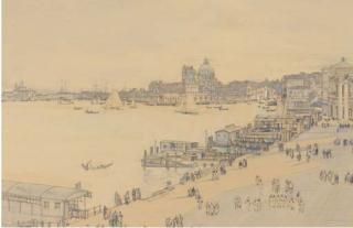 Sir Henry George Rushbury, R.A., R.W.S. - Schiavoni, Evening, Venice