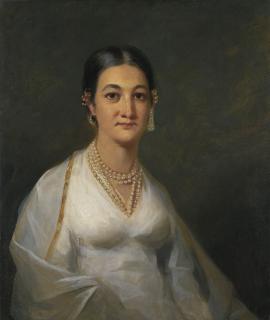 Sir Henry Raeburn R.A., P.R.S.A. - Portrait Of A Young Indian Woman, Half-Length, In A White Dress, With Pearl Earrings And A Pearl Necklace