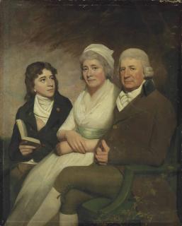 Sir Henry Raeburn, R.A. - A Group Portrait Of James Harrower Of Inzievar With His Wife And Son, Three-Quarter-Length, Seated Under A Tree