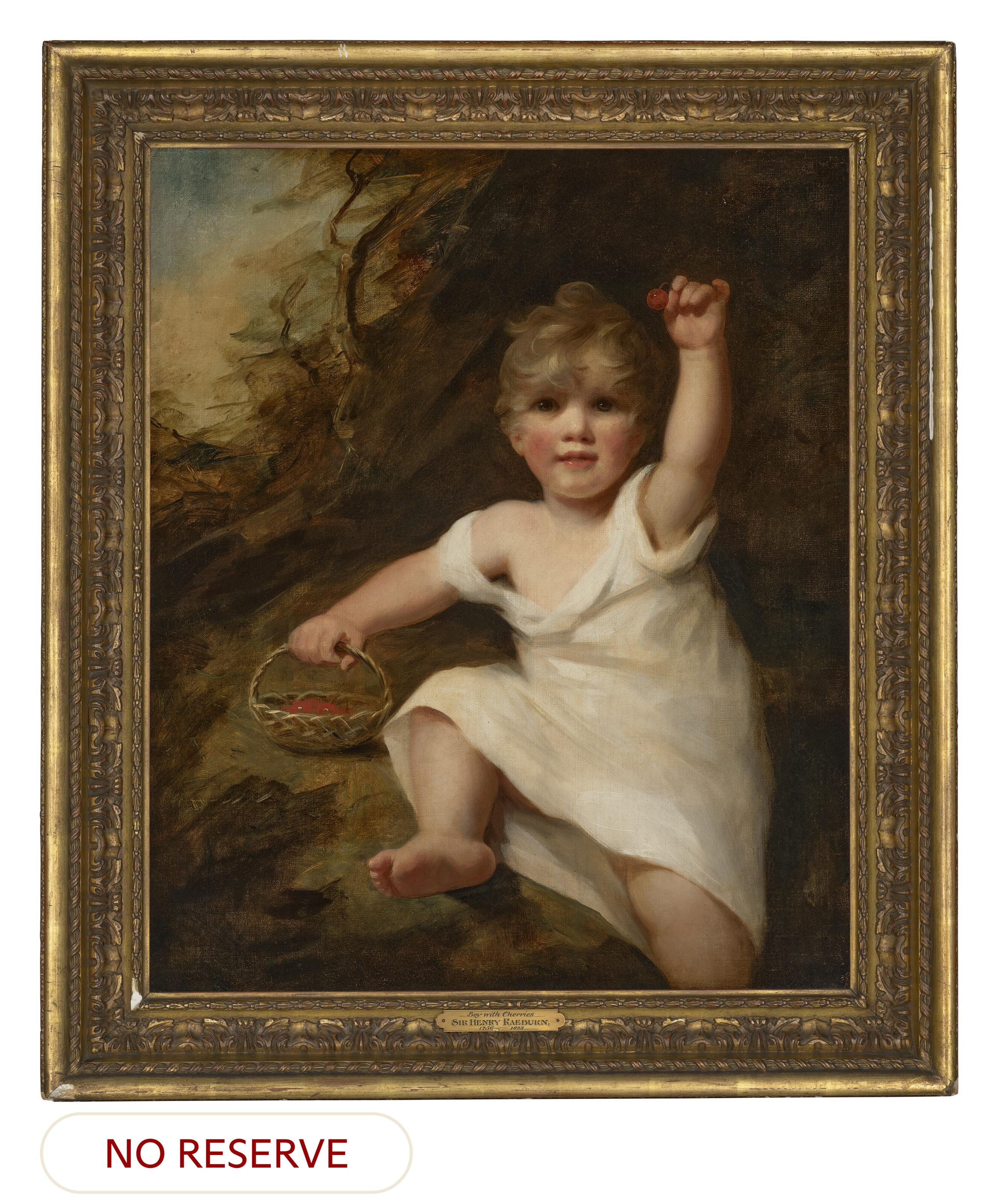 Sir Henry Raeburn, R.A. - Portrait of a young boy, full-length, holding a basket of cherries