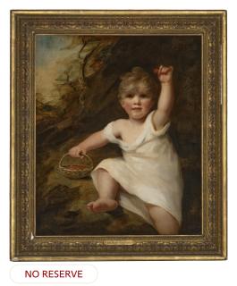 Sir Henry Raeburn, R.A. - Portrait of a young boy, full-length, holding a basket of cherries