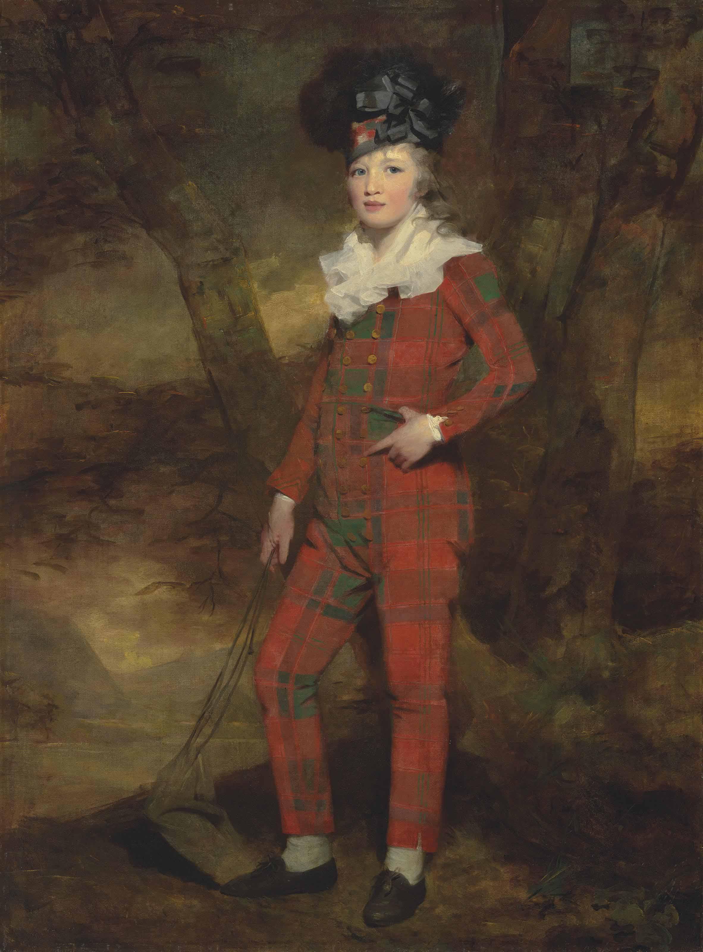 Sir Henry Raeburn, R.A. - Portrait of Sir Evan Murray-MacGregor of MacGregor, 2nd Bt., K.C.B., K.C.H., 19th Chief of Clan Gregor, as a boy (1785-1841), full-length, in tartan, in a landscape