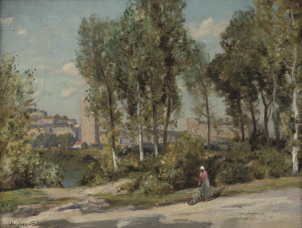 Sir Herbert Edwin Pelham Hughes-Stanton, R.A., P.R - Beside a river in the Campagna