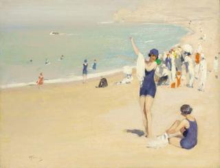 Sir Herbert James Gunn, R.A. - La Plage, Étretat