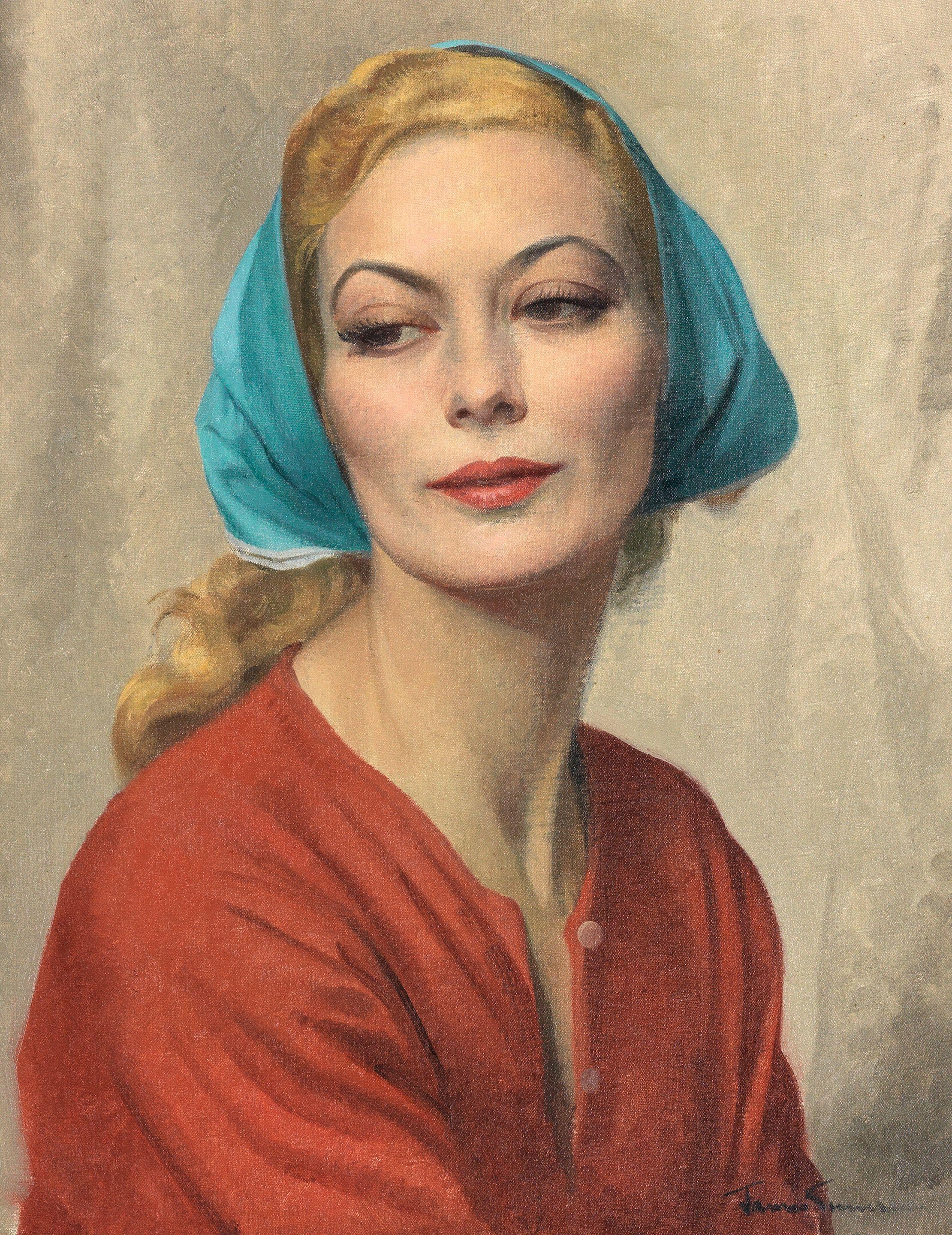 Sir Herbert James Gunn RA PRP RSW - Portrait Of A Woman In Red