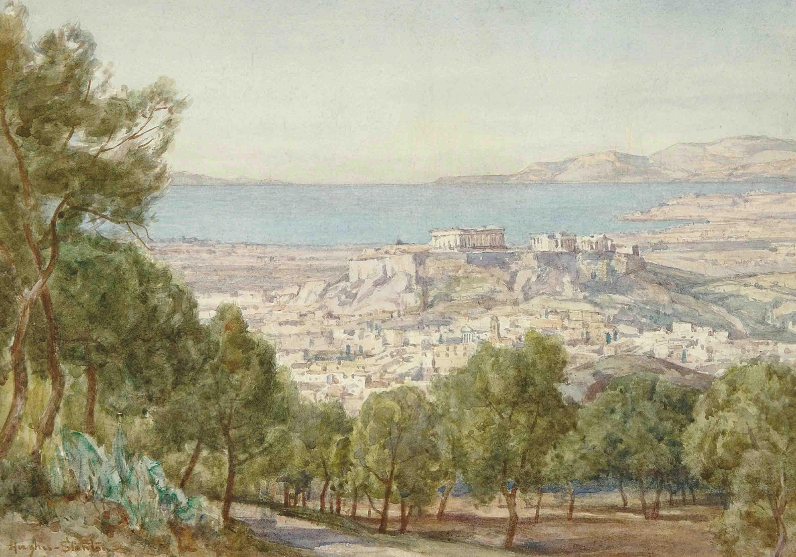 Sir Herbert Pelham Edwin Hughes-Stanton - A view of Athens and the Acropolis