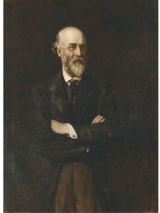 Sir Hubert Von Herkomer, R.A., R.W.S., C.V.O. - Portrait Of A Gentleman, Three-Quarter-Length, In A Black Frock Coat