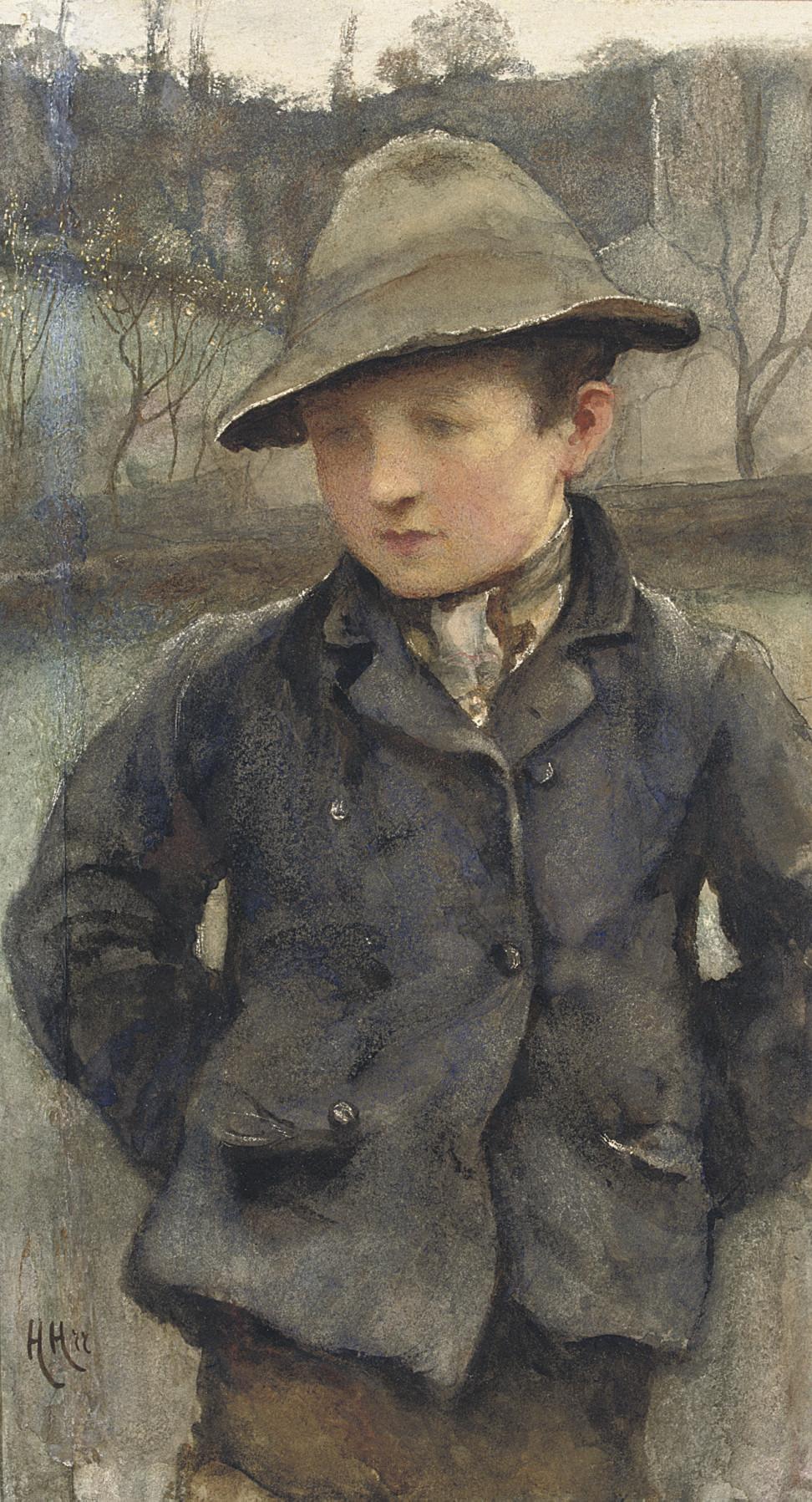Sir Hubert von Herkomer, R.A., R.W.S. - Boy wearing a hat