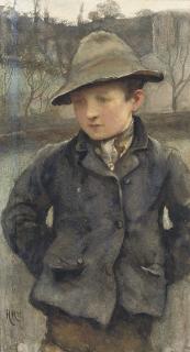 Sir Hubert von Herkomer, R.A., R.W.S. - Boy wearing a hat