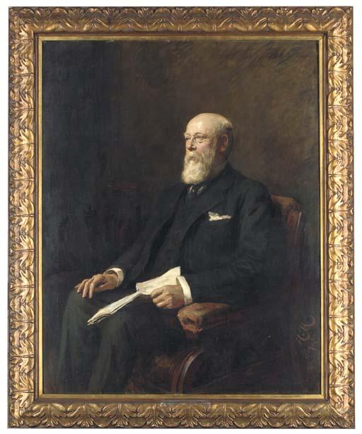 Sir Hubert von Herkomer, R.A., R.W.S. - Portrait of Robert Lewis, seated, three-quarter length