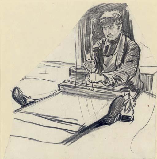 Sir Hubert von Herkomer, R.A., R.W.S. - Six figure studies including: A man weaving; A standing boy; A female draped figure; A seated female figure; and Two figure compositions