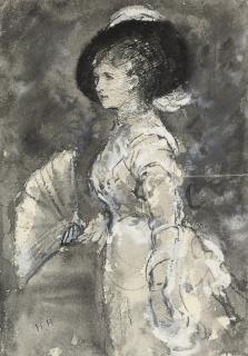 Sir Hubert Von Herkomer, R.A., R.W.S. - Study for a portrait of Mrs. Henry Mason