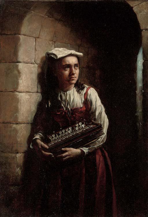 Sir Hubert von Herkommer, R.A., R.W.S., C.V.O - The accordian girl