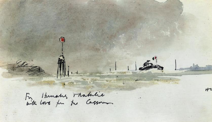 Sir Hugh Casson, P.R.A. - A tug on a French estuary (illustrated); and View of a Venetian lagoon