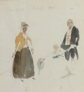 Sir Hugh Casson, P.R.A. - Costume designs for Haydn\'s \'La Fedelta Premiata\', Glyndebourne, 1979 (one illustrated)