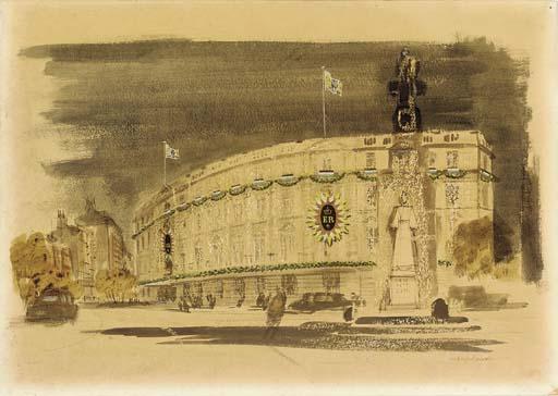 Sir Hugh Casson, P.R.A. - Design for the Coronation Decorations on Shaftesbury Avenue