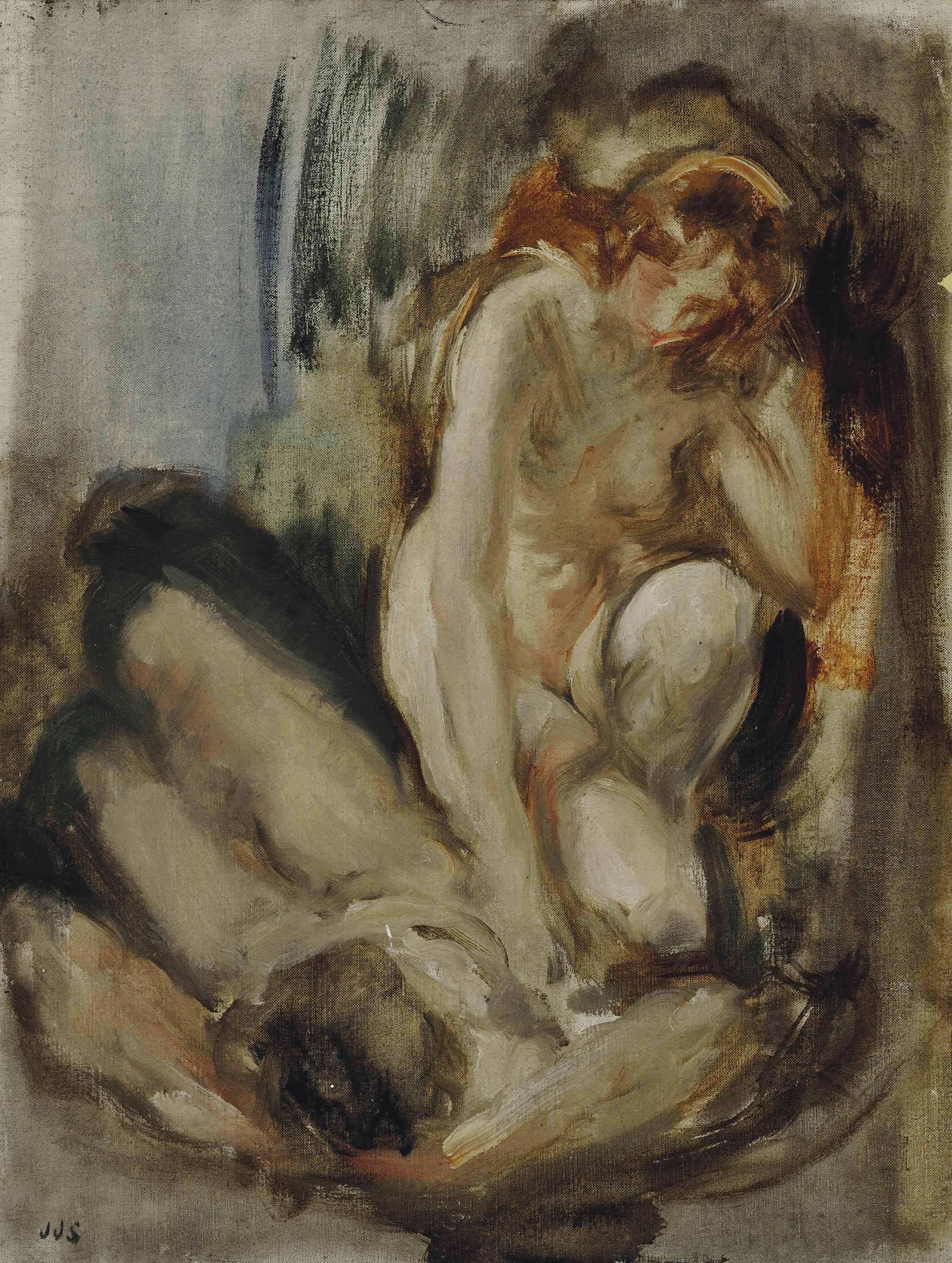 Sir James Jebusa Shannon, R.A., R.B.A., P.R.S.P.P. - Two Female Nudes: Study For The Infant Bacchus. C. 1908.