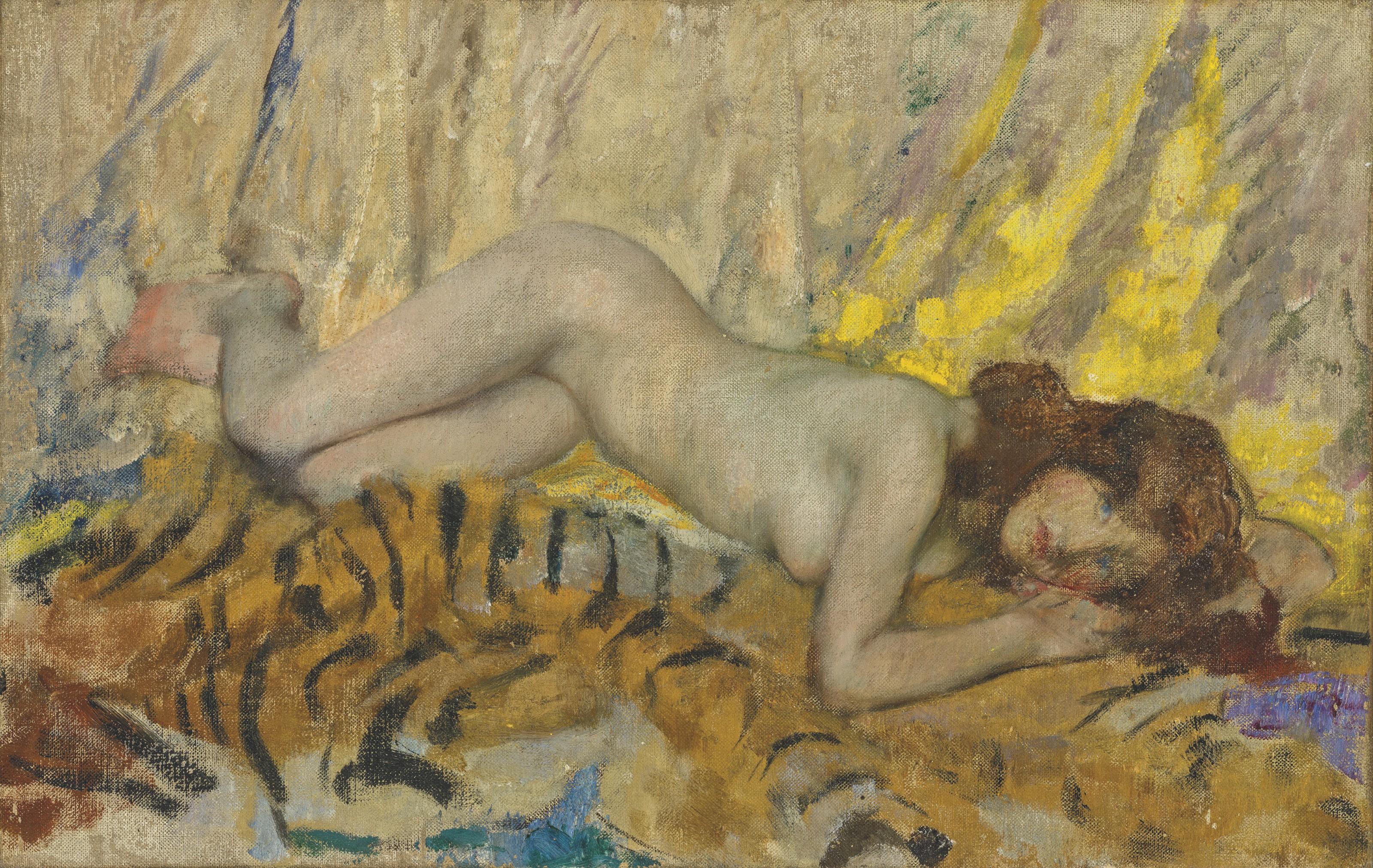 Sir James Jebusa Shannon, R.A., R.B.A., R.H.A. - Nude on a tiger skin