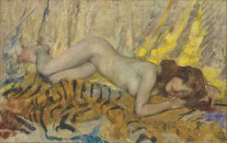 Sir James Jebusa Shannon, R.A., R.B.A., R.H.A. - Nude on a tiger skin