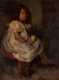 Sir James Jebusa Shannon, RA, RBA, RHA - Portrait of a little girl holding a toy